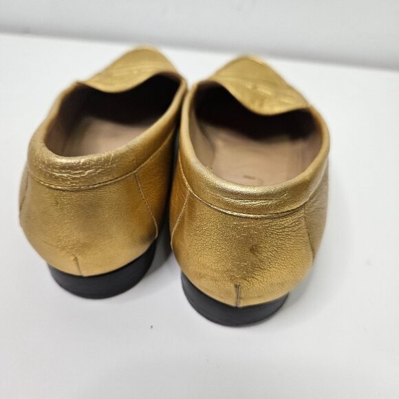 GUCCI Gold Leather Horsebit Penny  Loafers Flats Sz 6.5 / 37 EUR Designer Italy - Picture 7 of 13